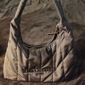 Karl Lagerfeld Black Quilted Hobo Shoulder Bag